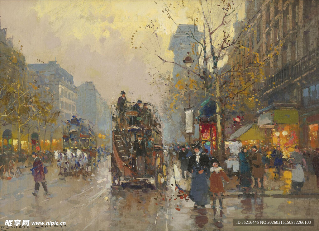 巴黎街头的复古马车场景