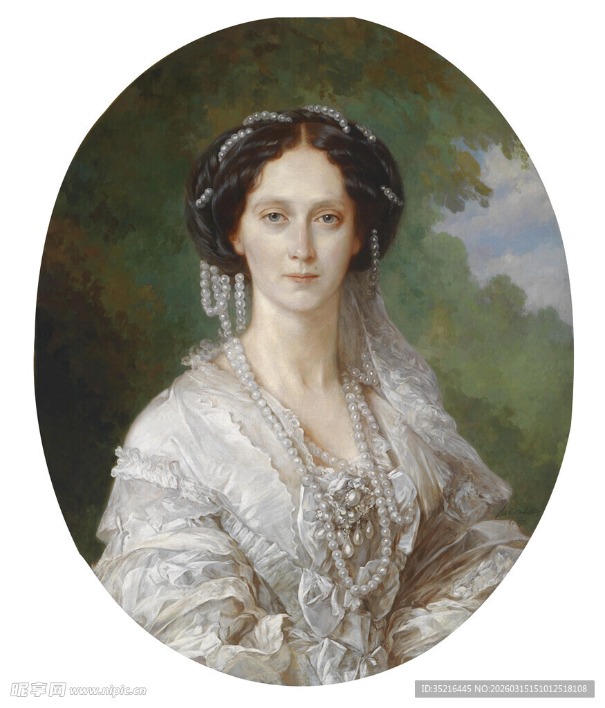 古典优雅女士肖像画