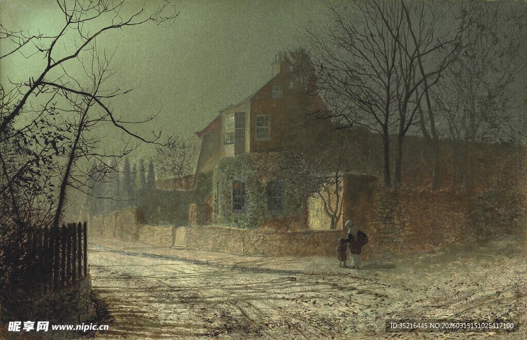 冬日雪后寂静的古朴街道