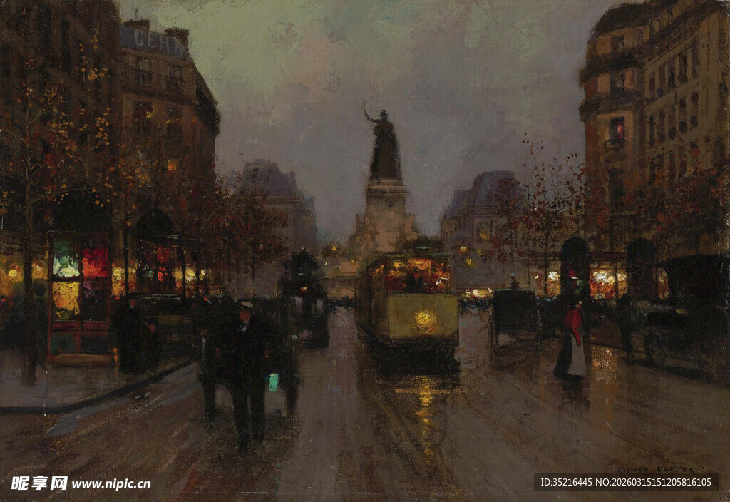 雨夜中的城市街道景象