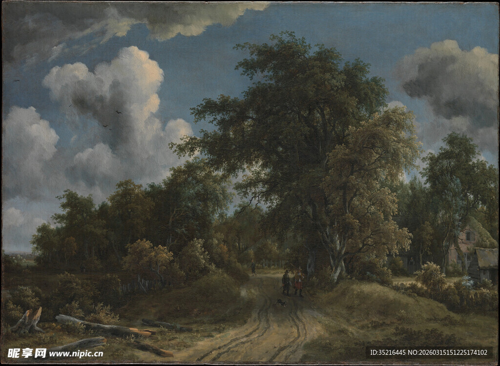 田园风景油画中的静谧小路