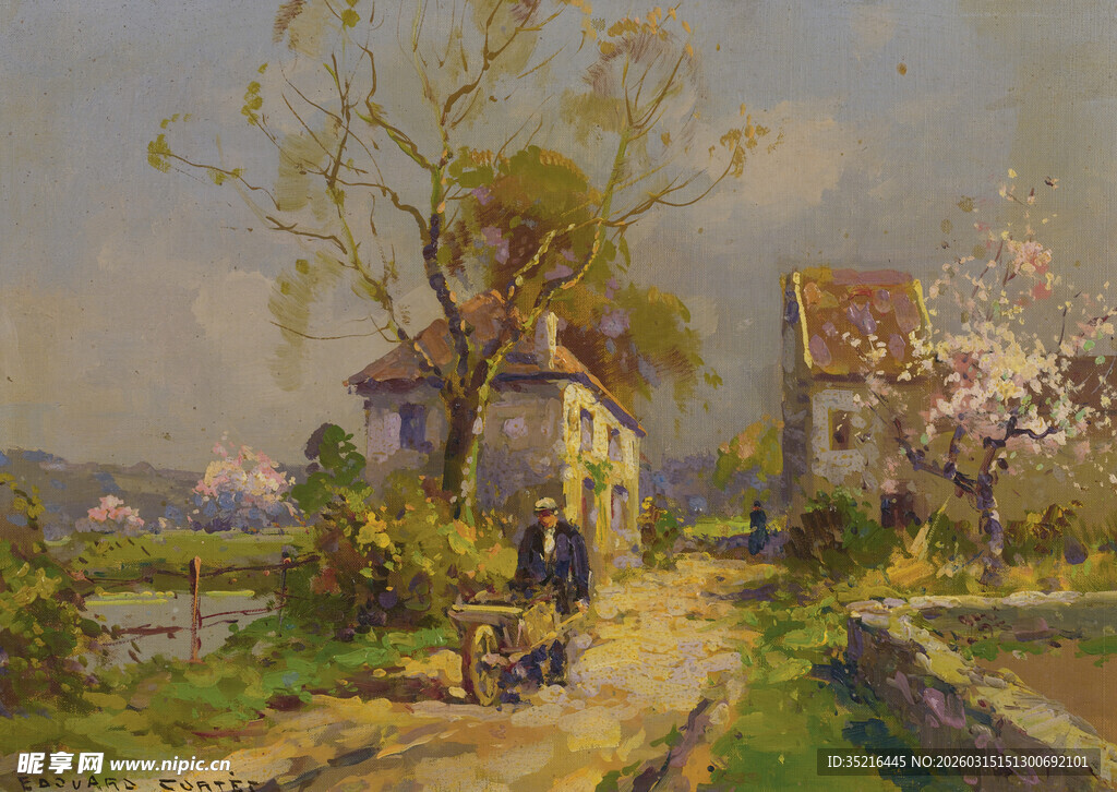 乡村小道旁的美丽田园风光