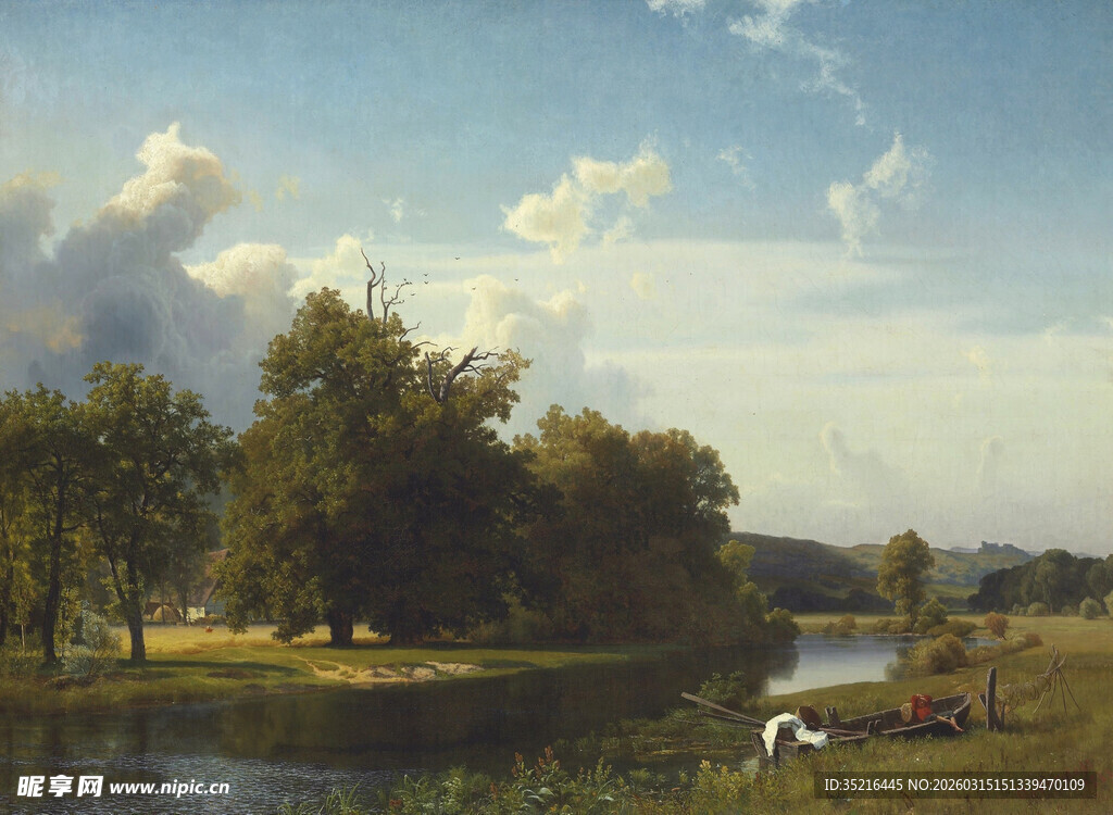 河畔田园风光美景