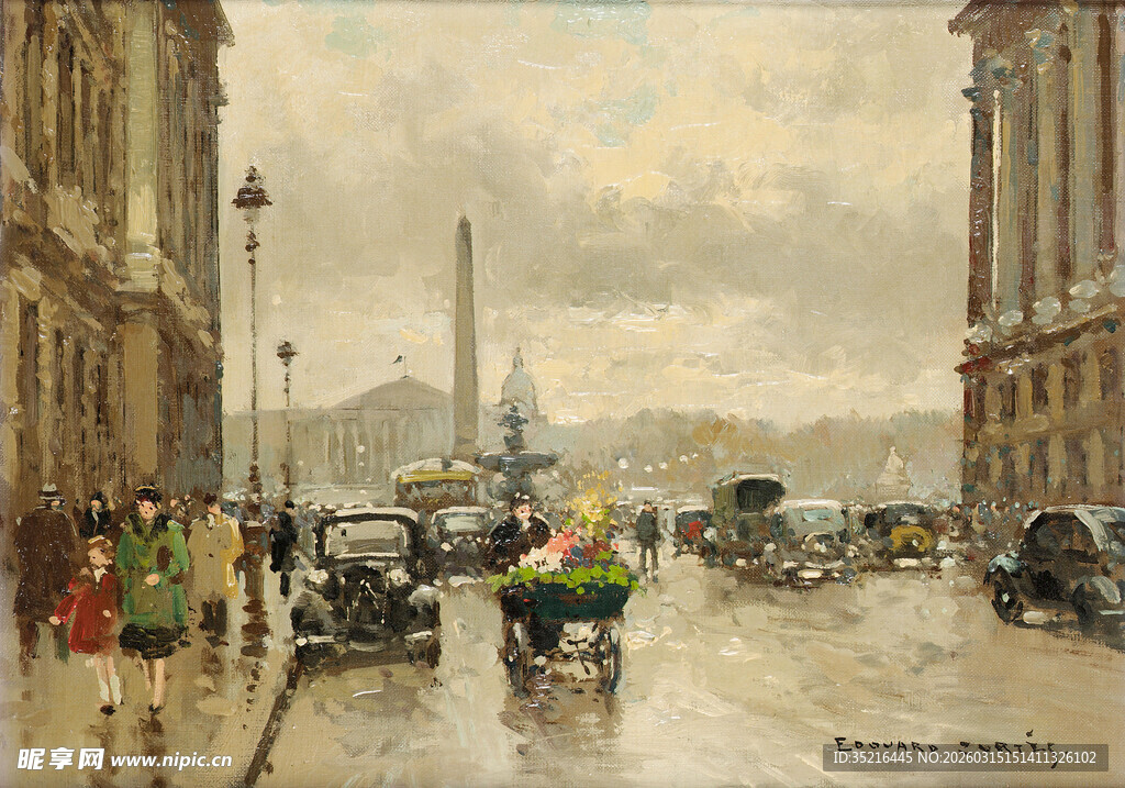 雨中城市街道的复古景象