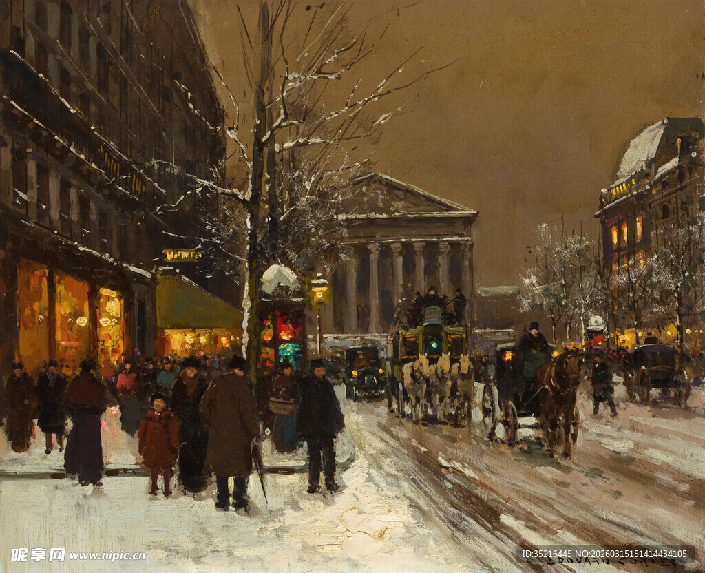 冬日街头热闹雪景