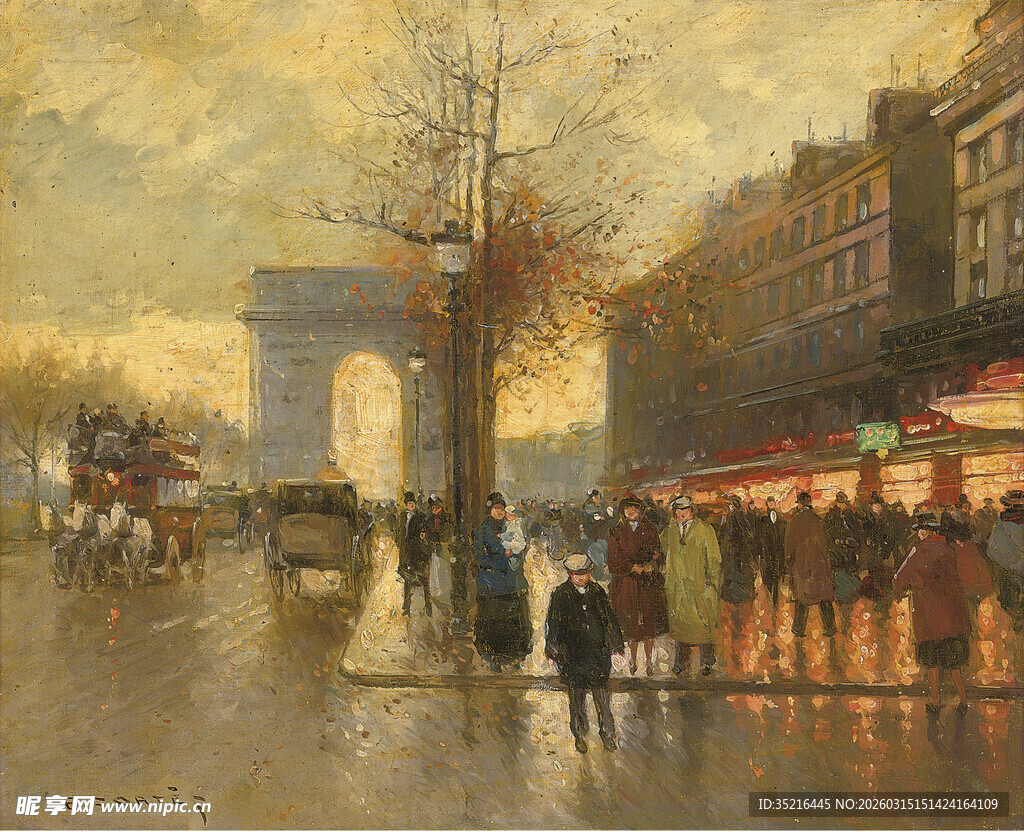 巴黎街头的浪漫雨中景象