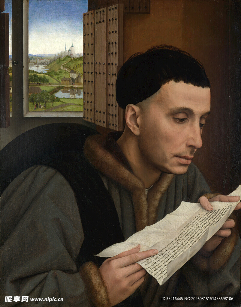 修士专注阅读古老书卷