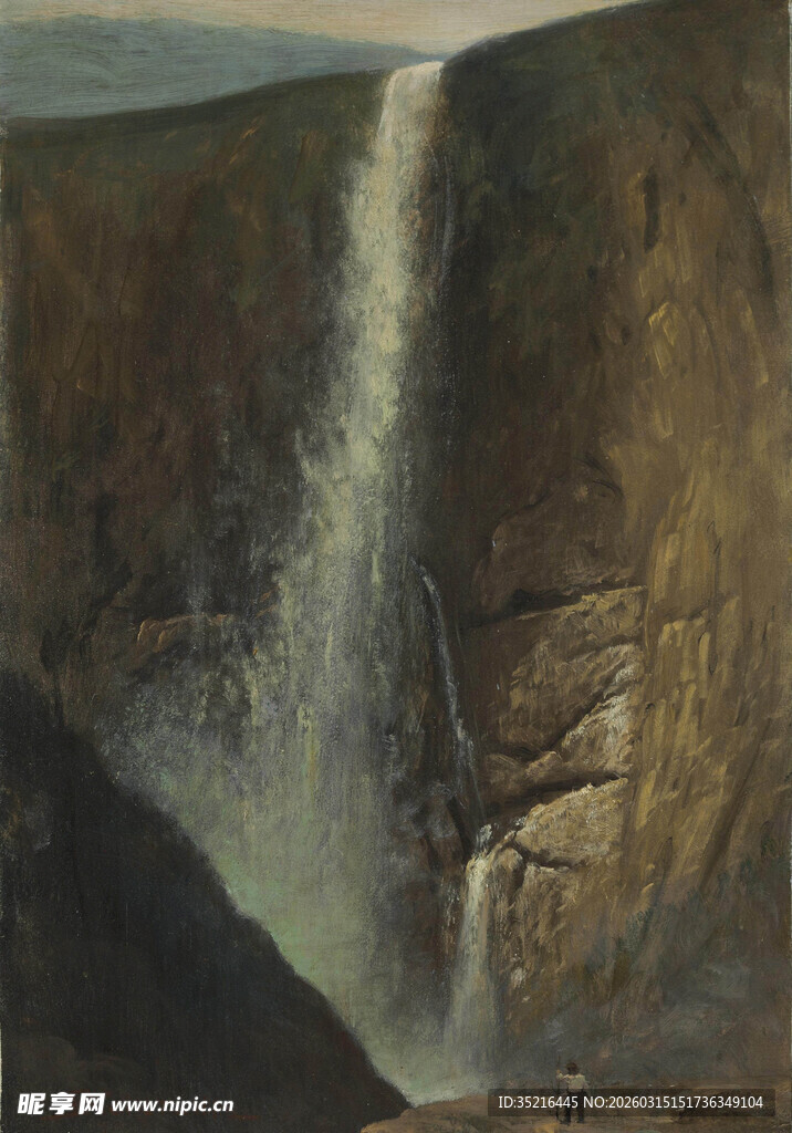 古典风格瀑布风景画作