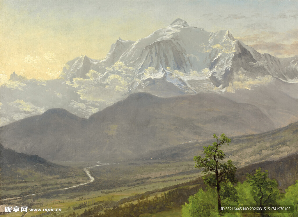 壮丽雪山下的山间美景