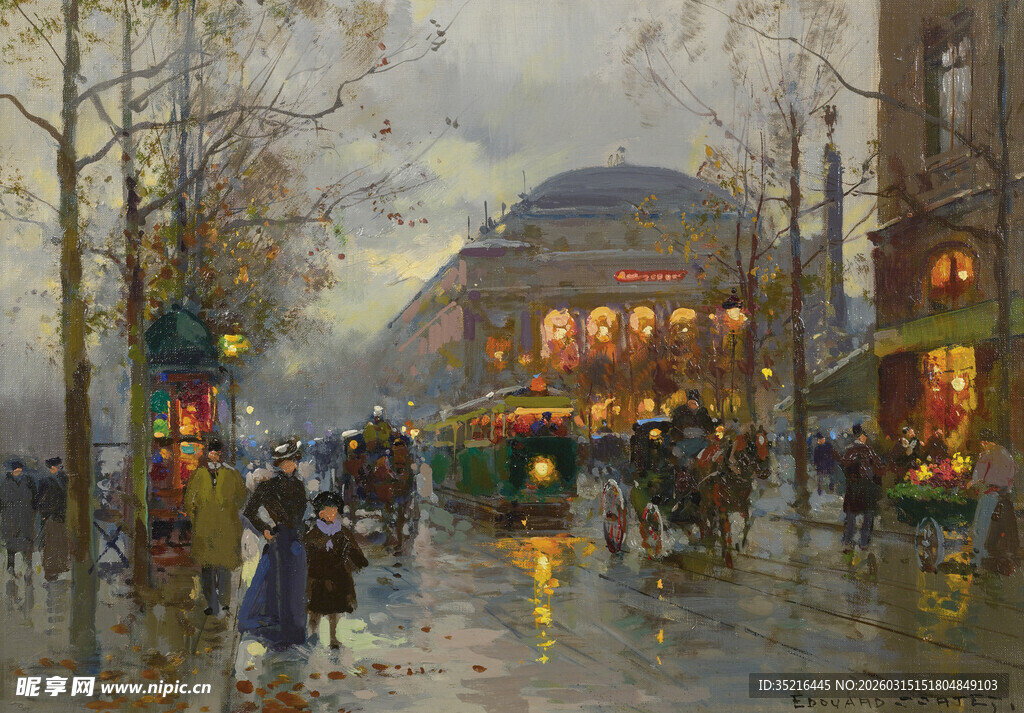 雨中巴黎街头的浪漫景致