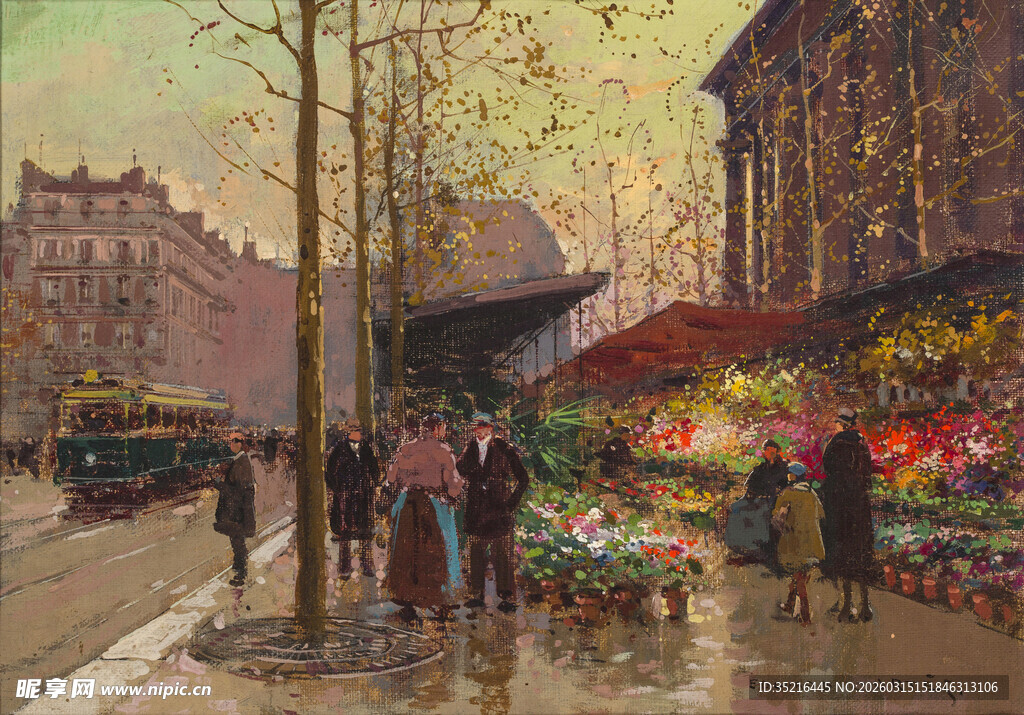 街头热闹的鲜花集市