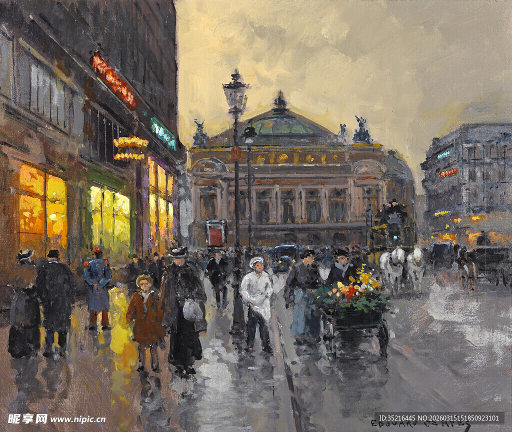 雨中城市街道的繁华景象