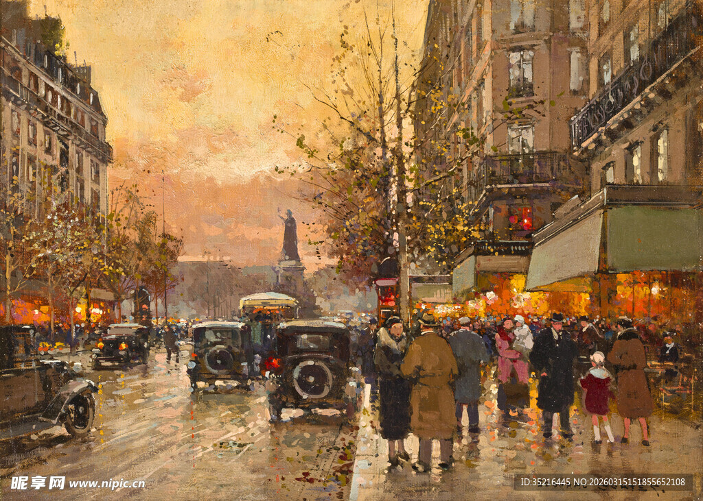 复古街头的繁华日常景象