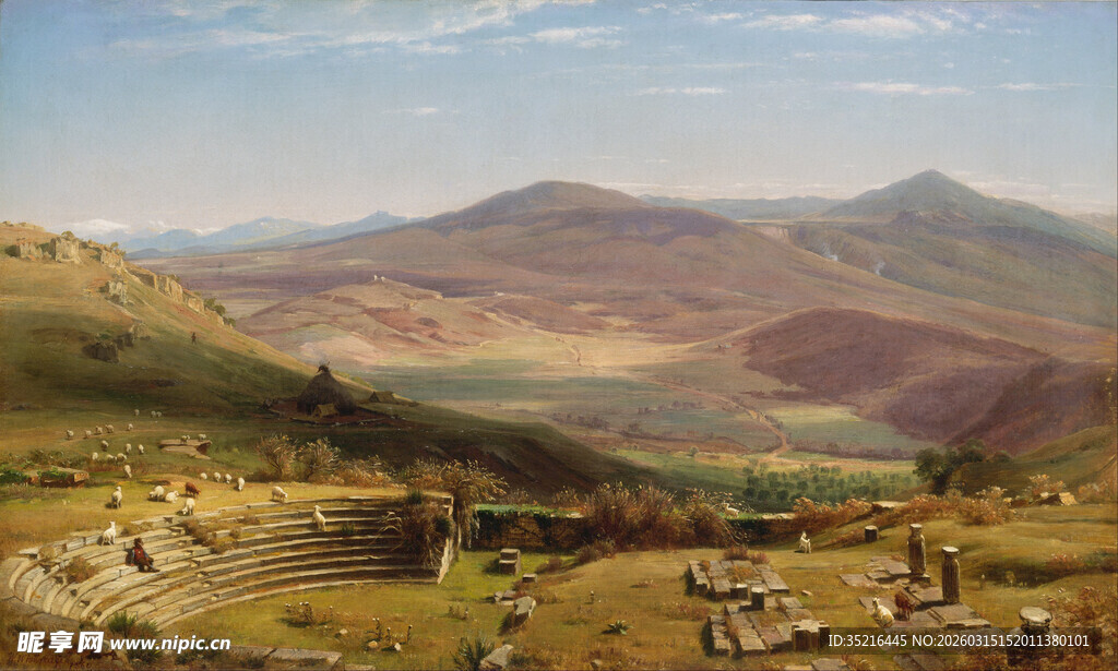 壮丽山谷风景油画