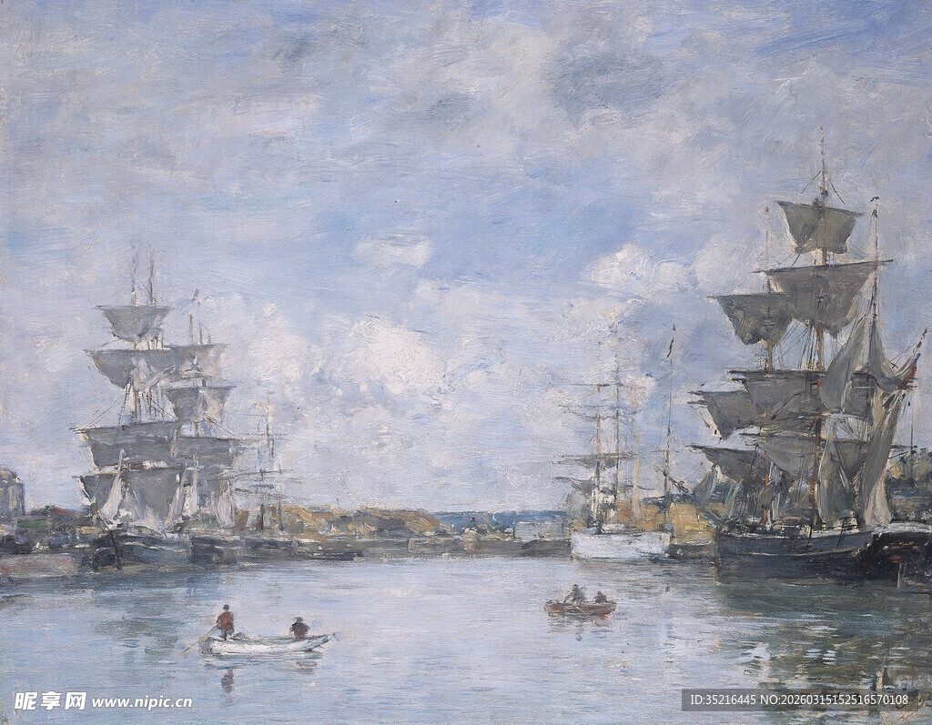 海港中的古老帆船景象