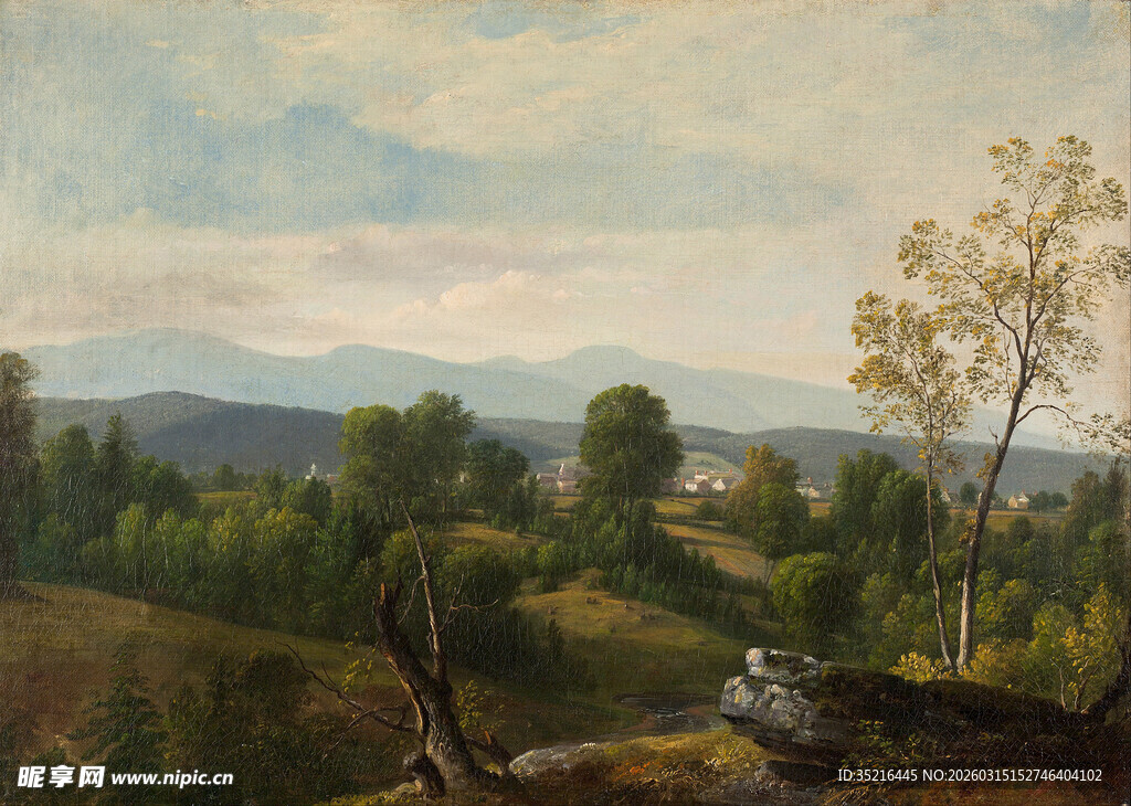 田园风光油画景色