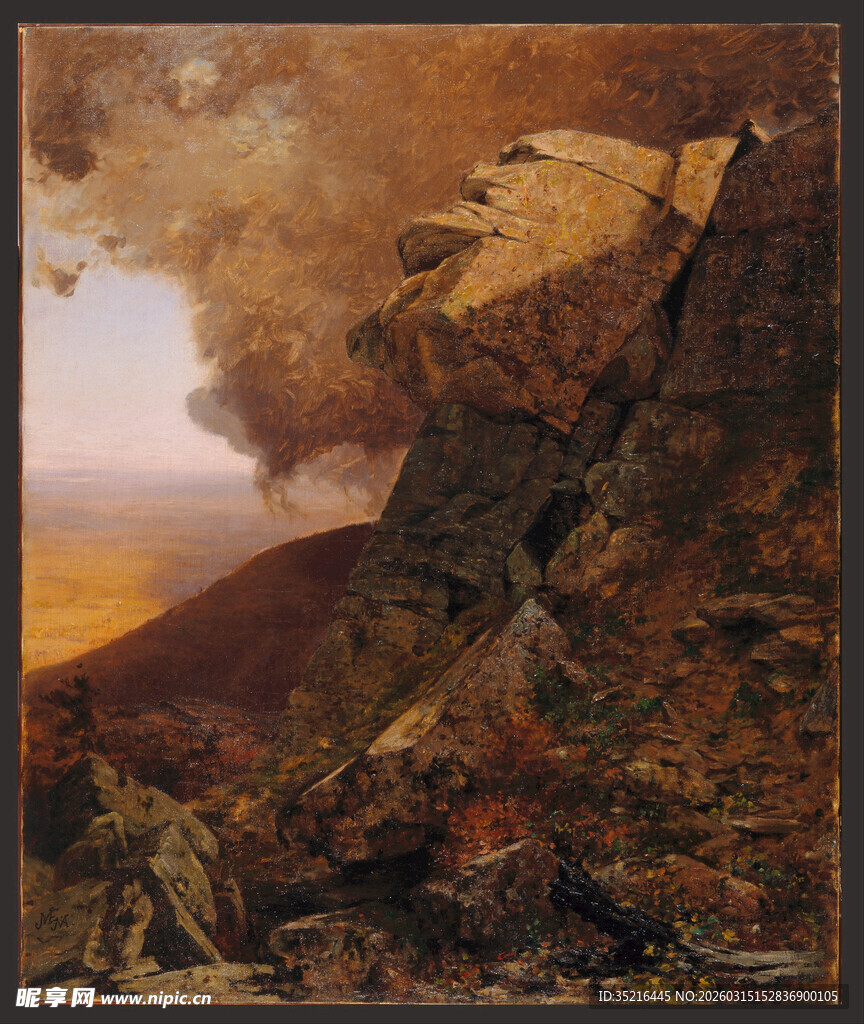 黄昏下的险峻山崖景观