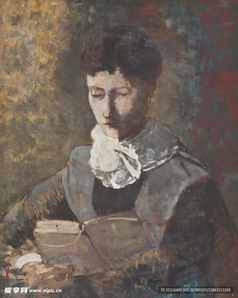 古典装扮女性专注看书