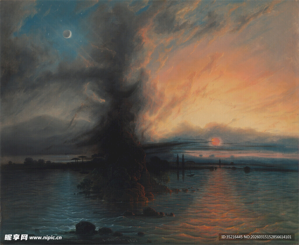 夕阳下狂风卷起的壮丽景象