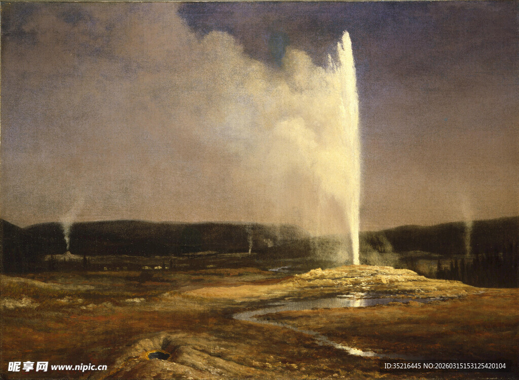 黄石公园壮观间歇泉喷发