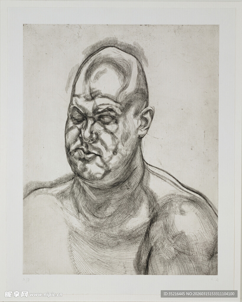 男子半身素描肖像画