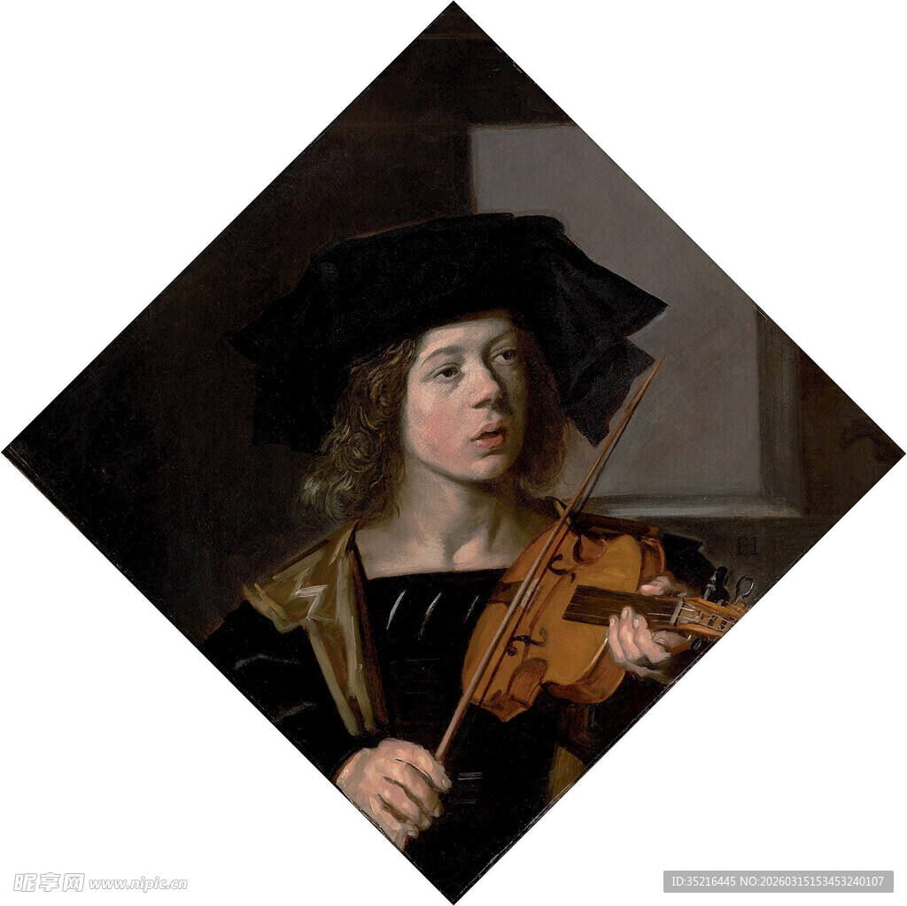 持小提琴的古典装扮少年