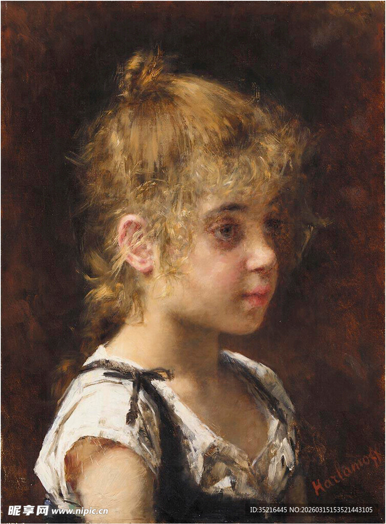 卷发少女肖像
