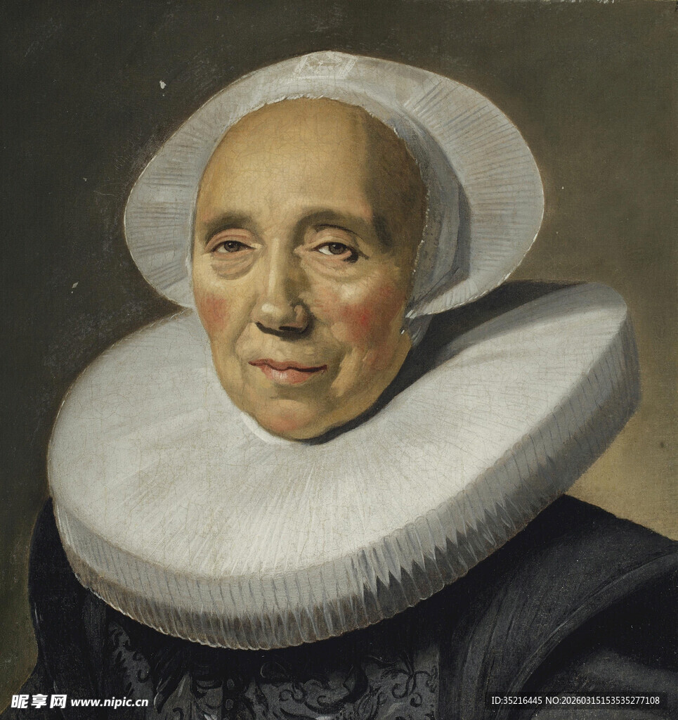 戴大领圈的老年女性肖像