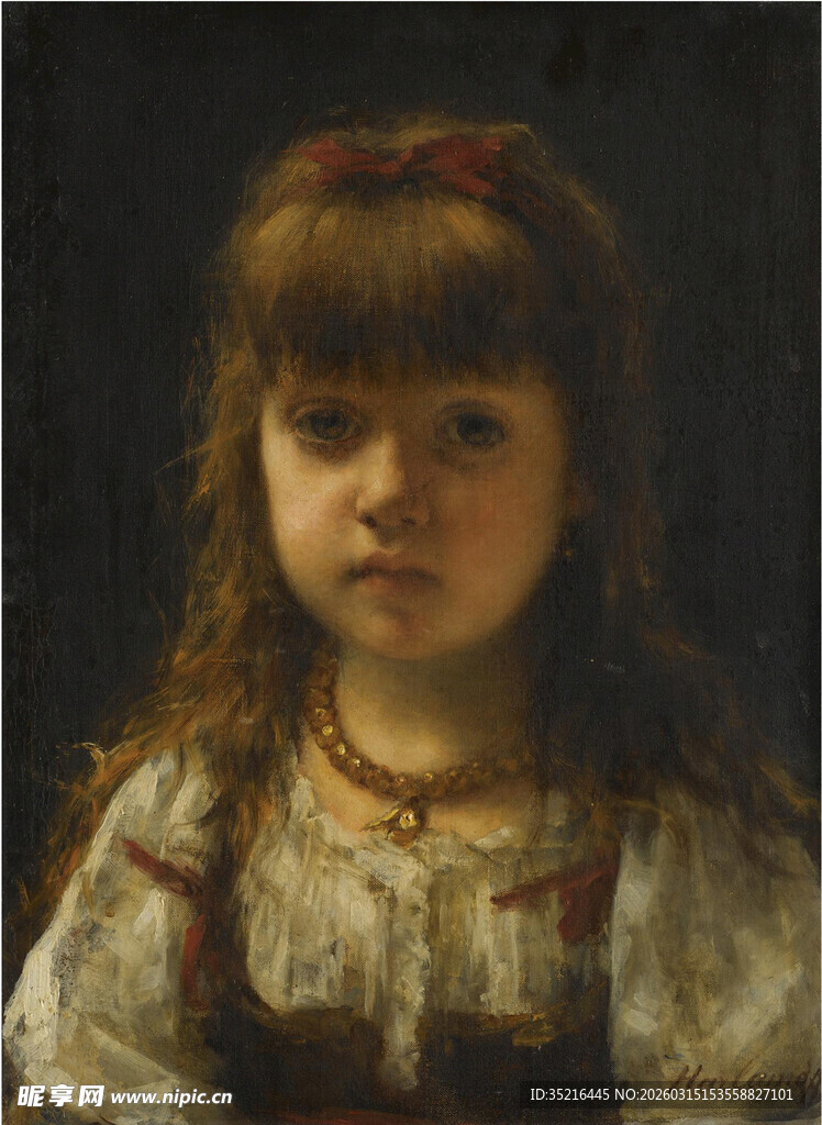 古典装扮小女孩肖像画