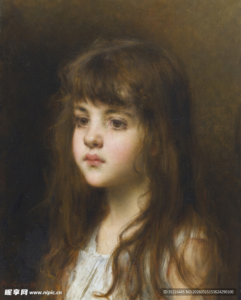 长发少女肖像