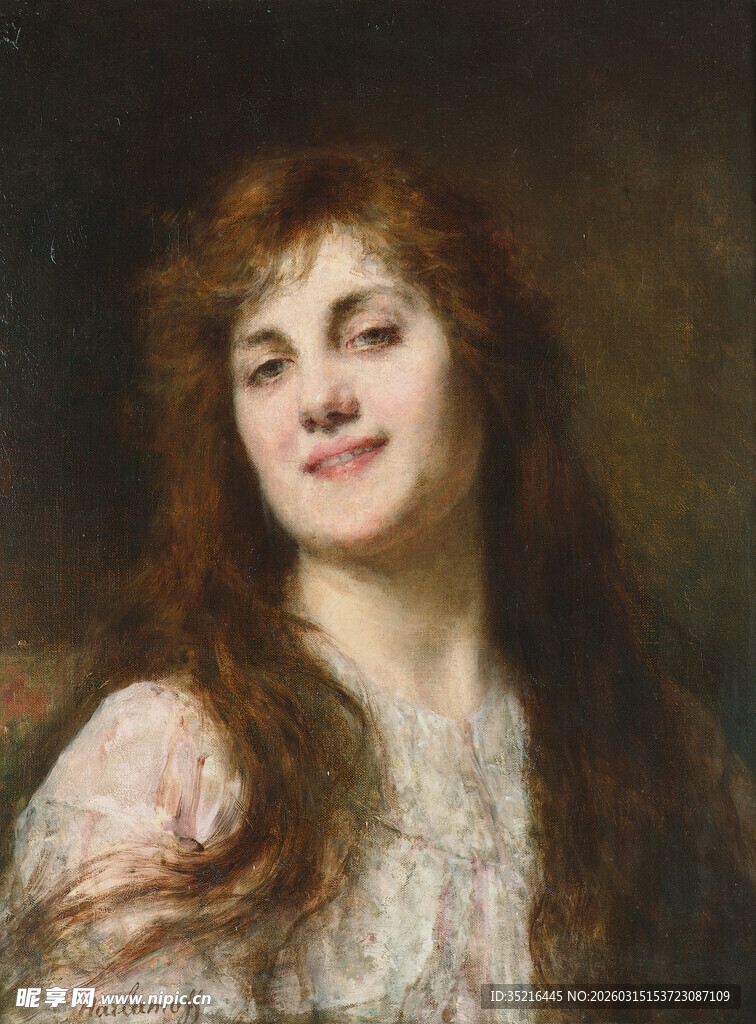 古典长发女子优雅肖像