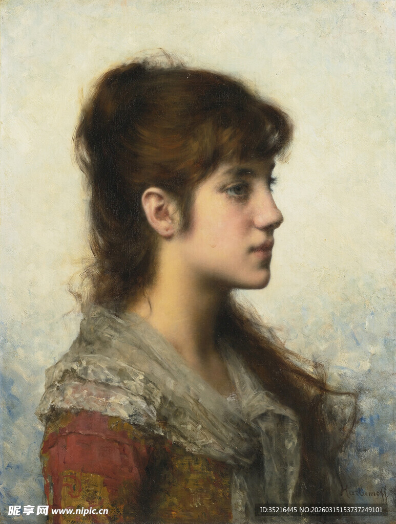 古典装扮女子侧颜肖像