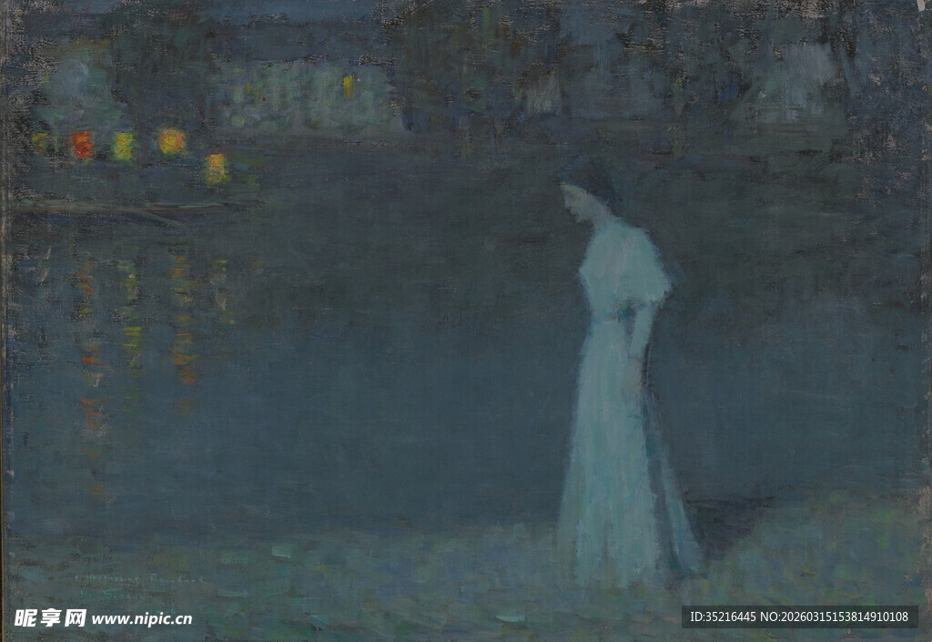 月下独倚的白衣女子