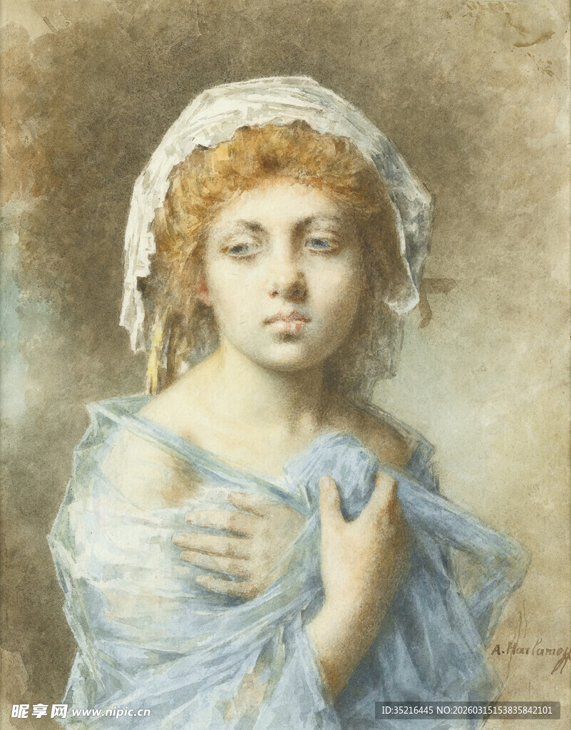 古典装扮女子的优雅肖像