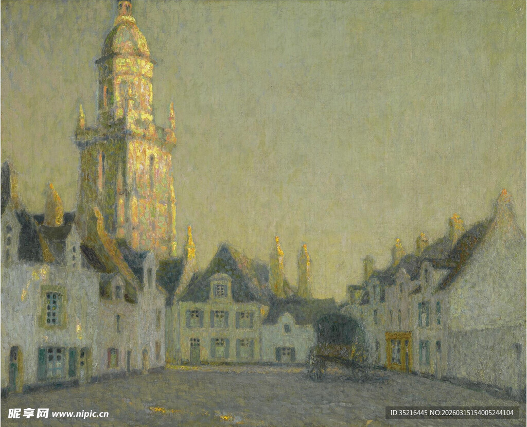 古老城镇中的高耸钟楼