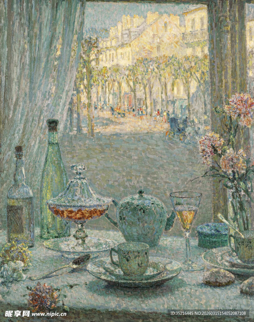 窗边精致下午茶场景