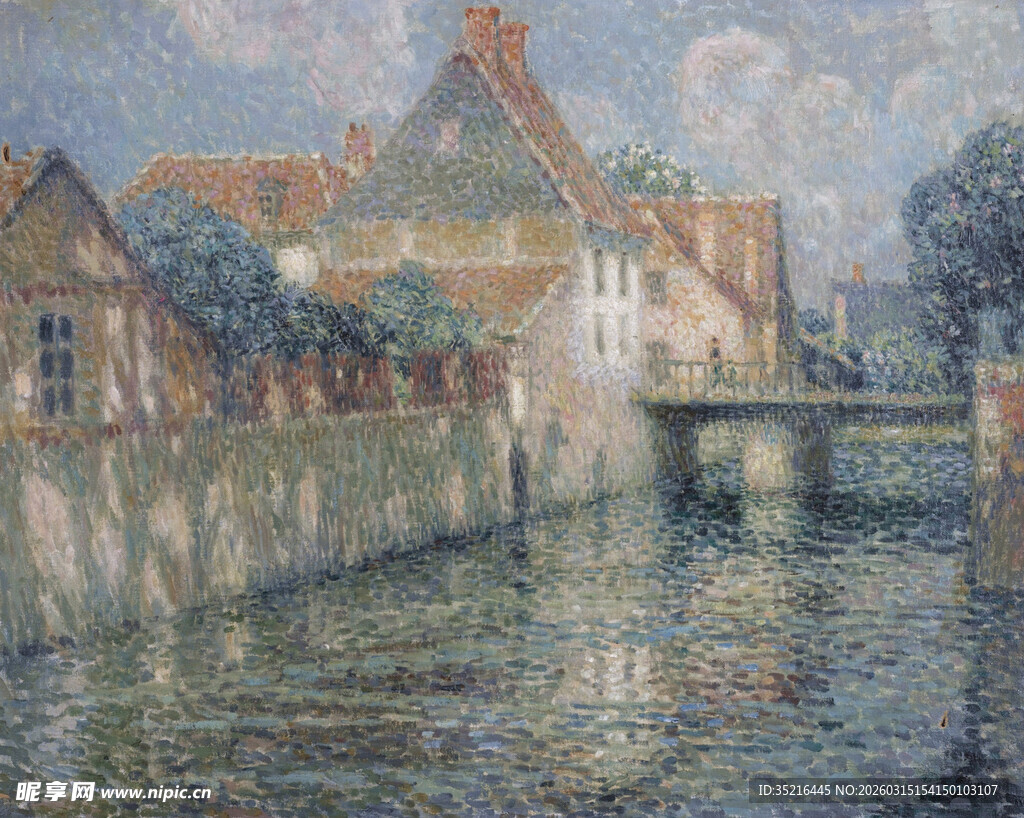 河畔小镇风景图