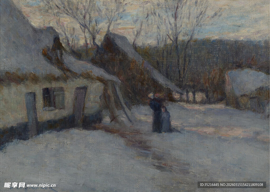 冬日雪景中的乡村小屋