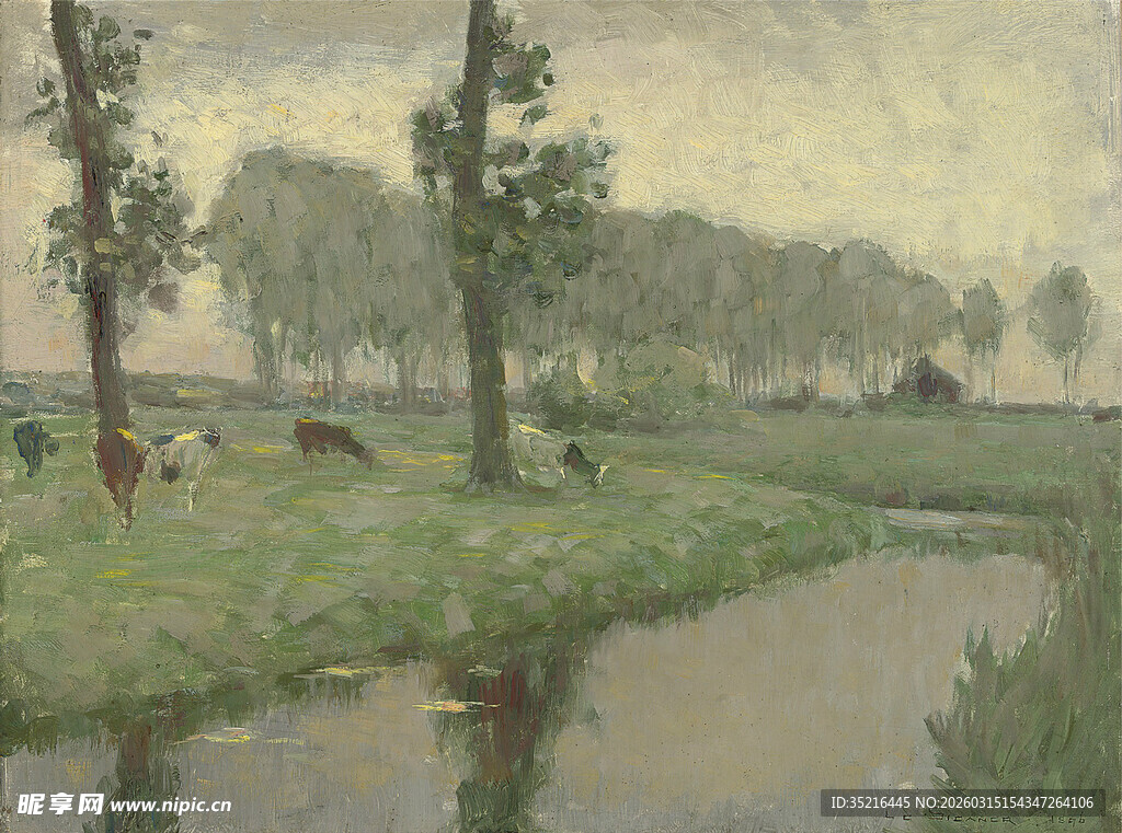 乡村河畔牧场景色