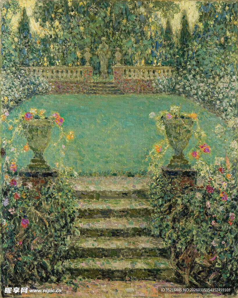 梦幻花园中的石阶景观