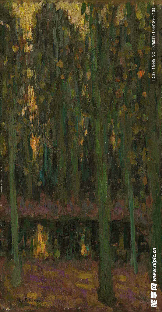 秋日树林中的静谧景象