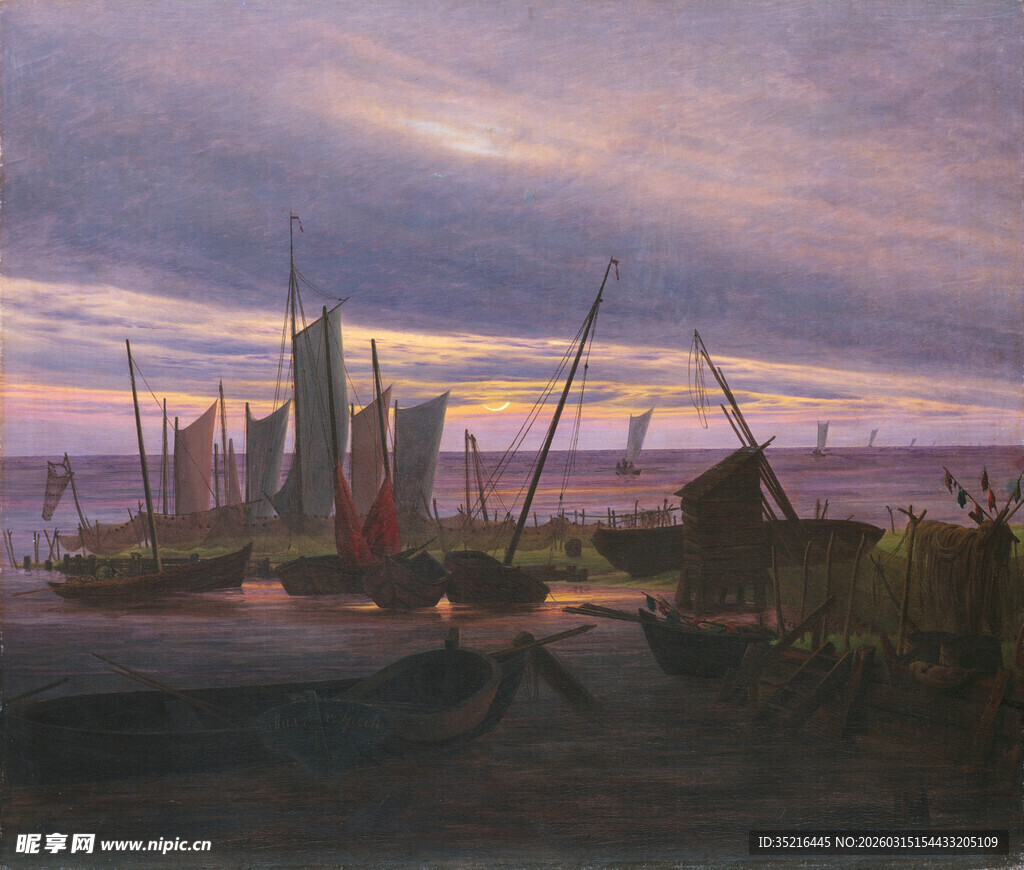 海港暮色中的林立帆船