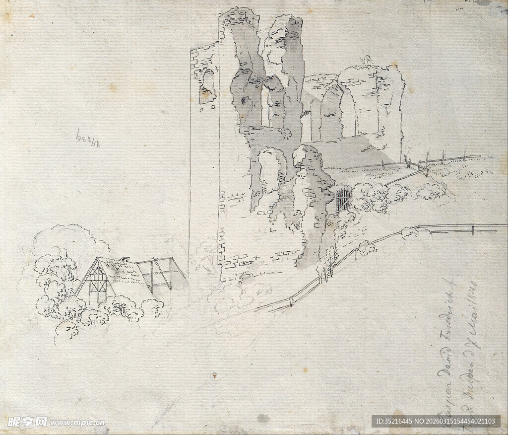 古代山水人物场景简笔图