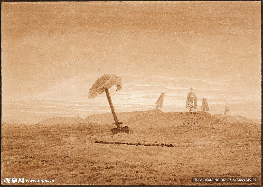 沙漠中的孤树与远行者