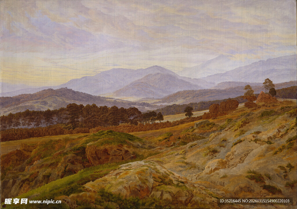 田园山野风景油画
