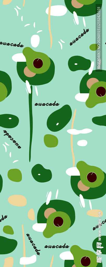 清新牛油果叶图案背景