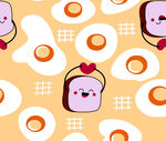可爱吐司煎蛋卡通图案