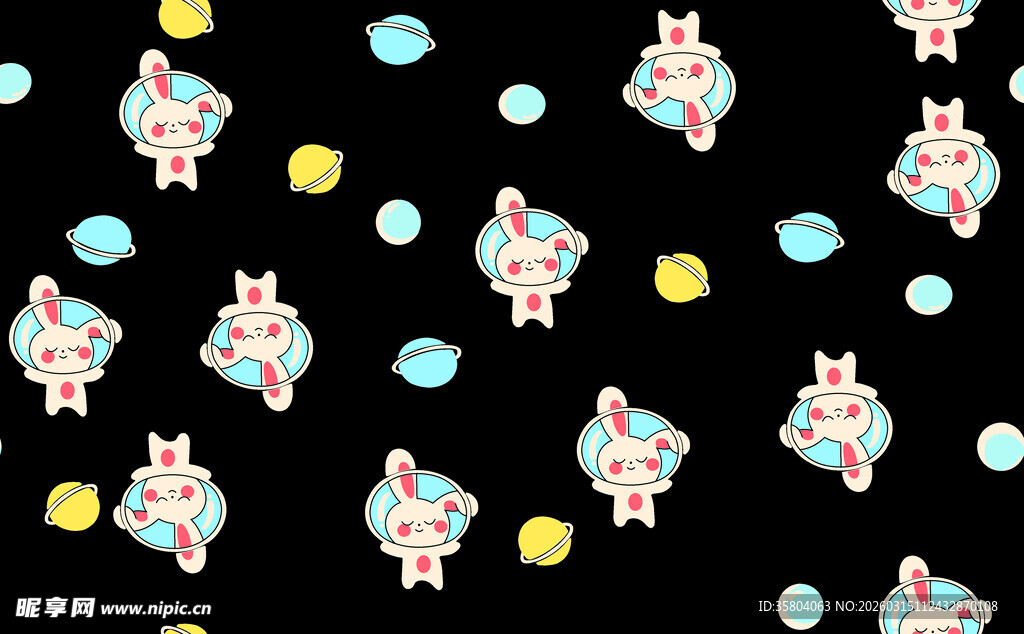 卡通兔子与糖果图案背景