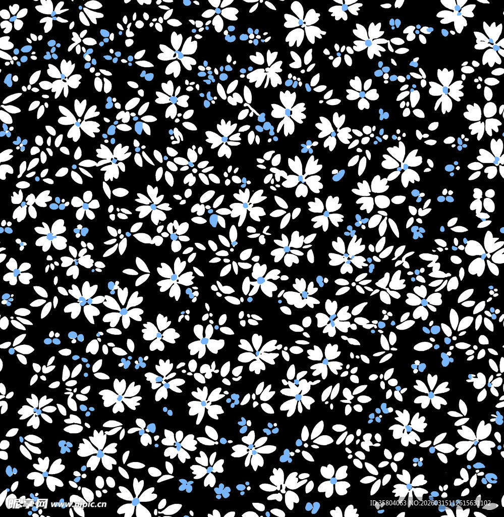 黑色底白色碎花布料图案