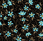 黑色底蓝色小花图案